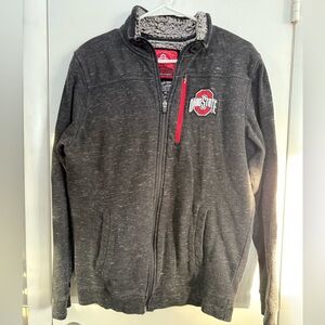 Ohio State Buckeyes Men's Gray Lined Sweatshirt Jacket Embroidered, Size Small